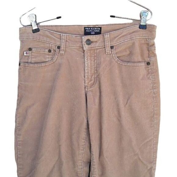 Vtg Polo Jeans Co Pants Corduroy High-rise Wide Straight Leg Camel Sz 2 - Picture 5 of 8
